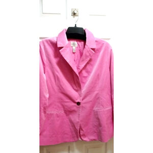 St. John's Bay Womens Velvet Fitted Blazer Sz 1X Pink Career Barbiecore NWT New